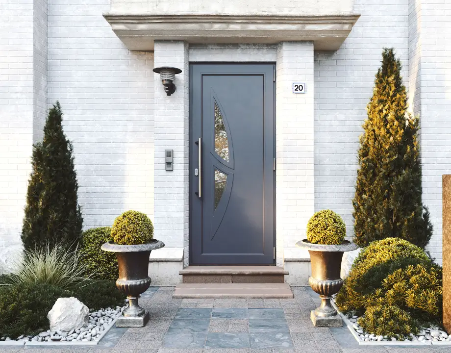 porte entrée PVC 105 DELTA S1 poignée S91 argent 600mm anthracite